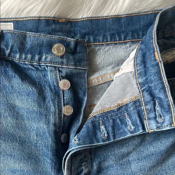 GAP Blue Jean Shorts with Distressed Hem - Picture 4 of 6